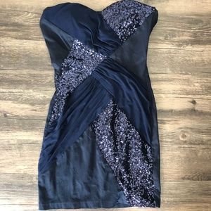 Blue Strapless Elise Ryan Sequin Dress 4